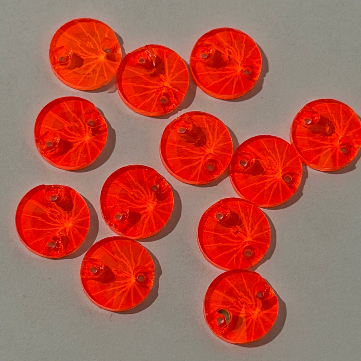 12mm Rivoli - Neon Orange - Sew On