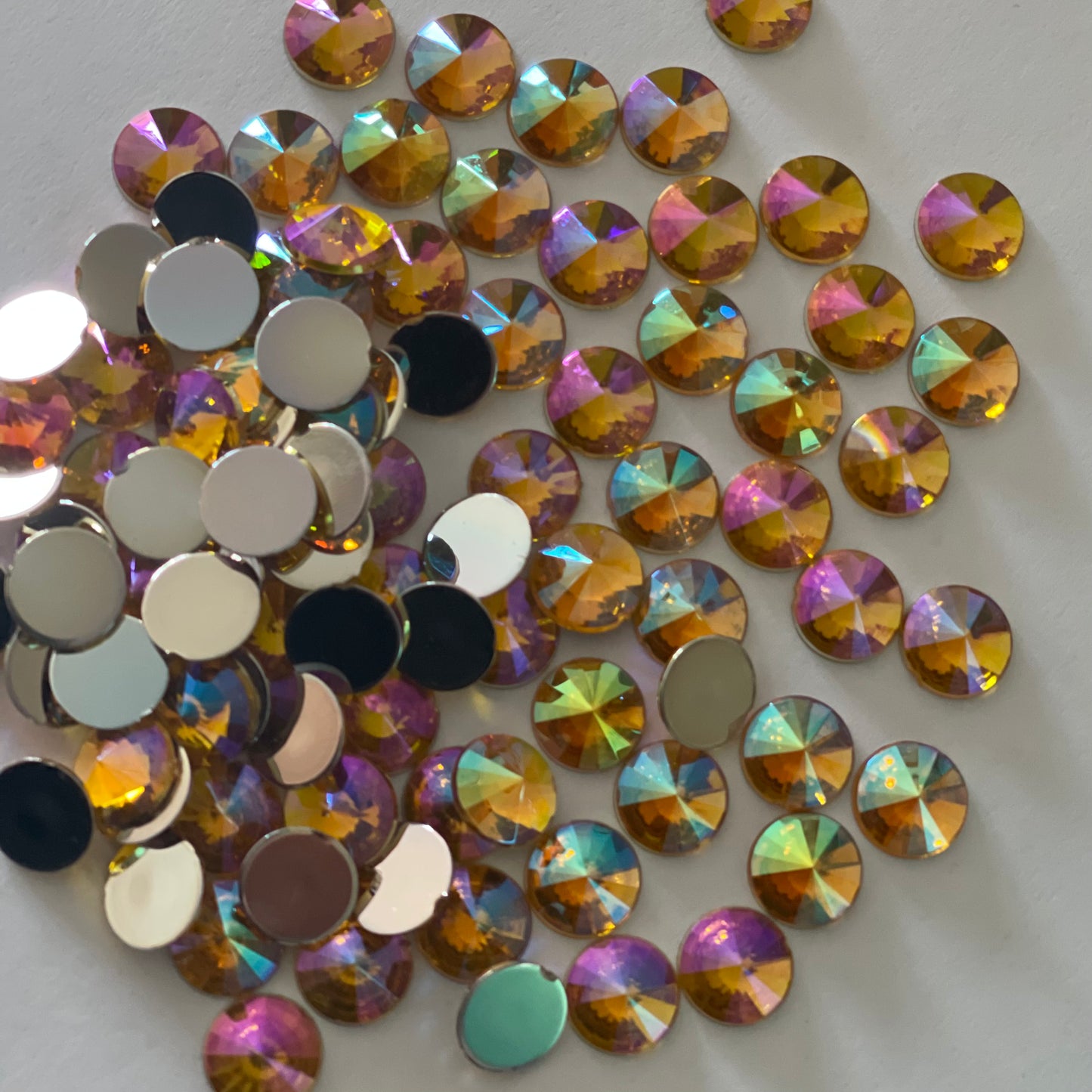 10mm Rivoli - Yellow AB - Glue On