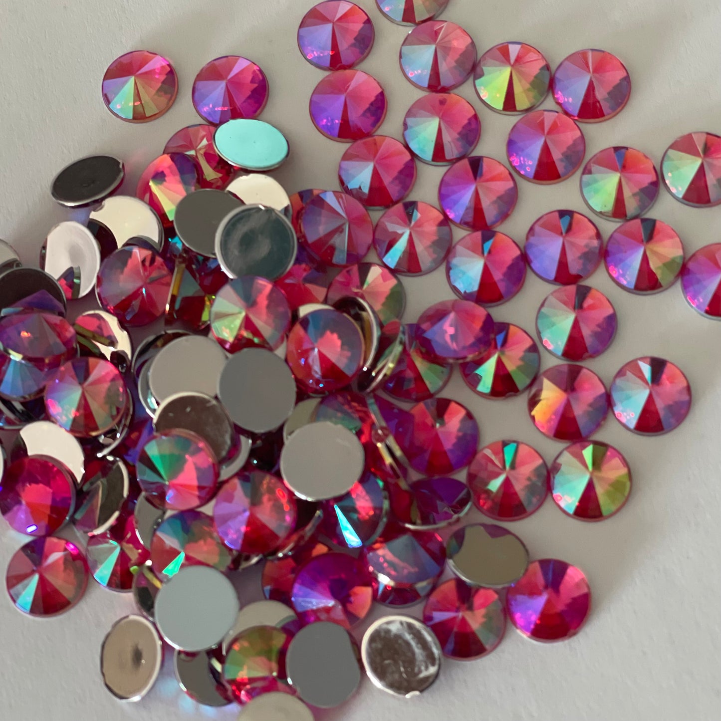10mm Rivoli - Rose AB - Glue On