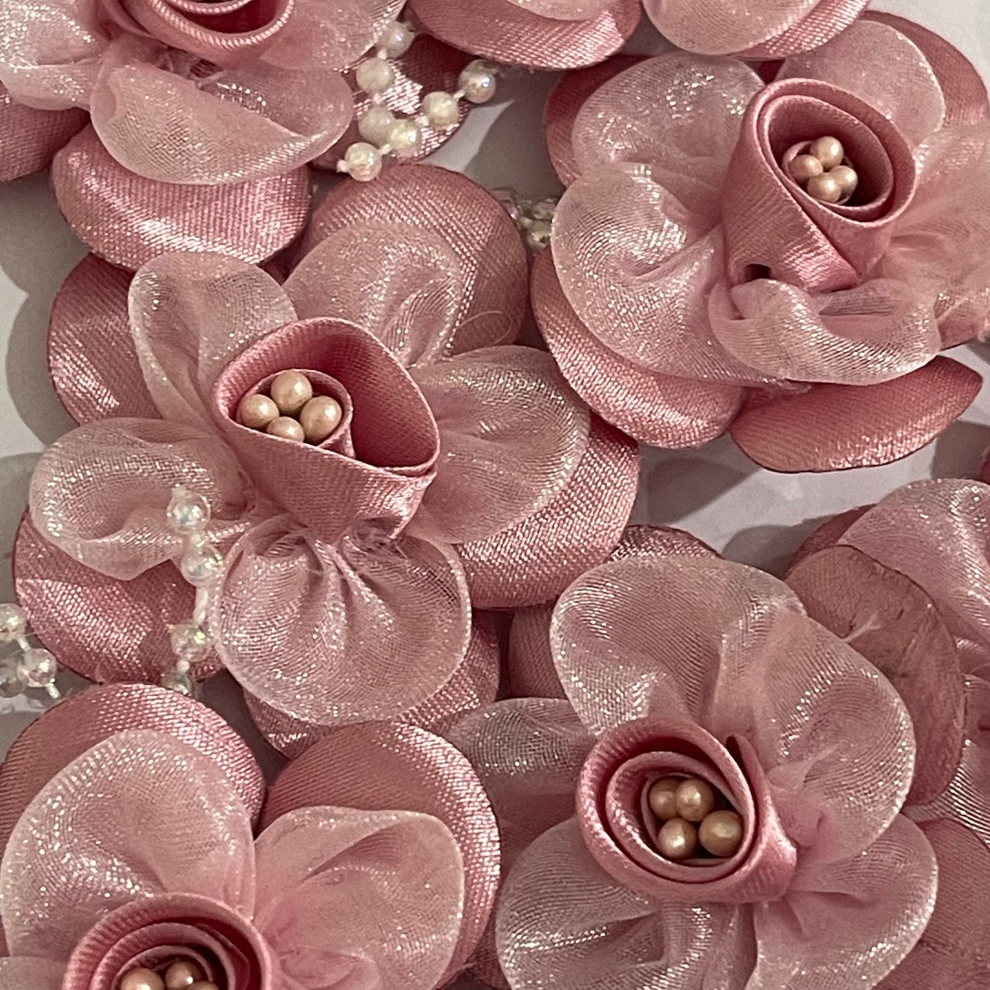 3D Satin & Organza Flowers - Dusty Pink