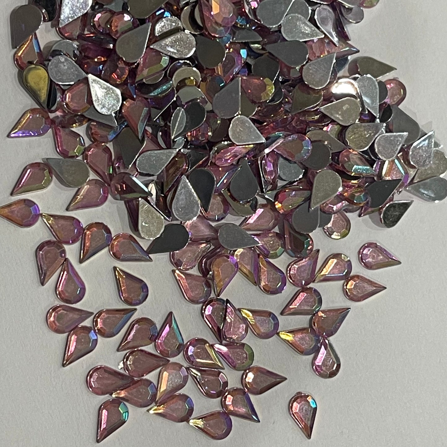 6mm Tear Drop - Light Pink AB (Glue on)