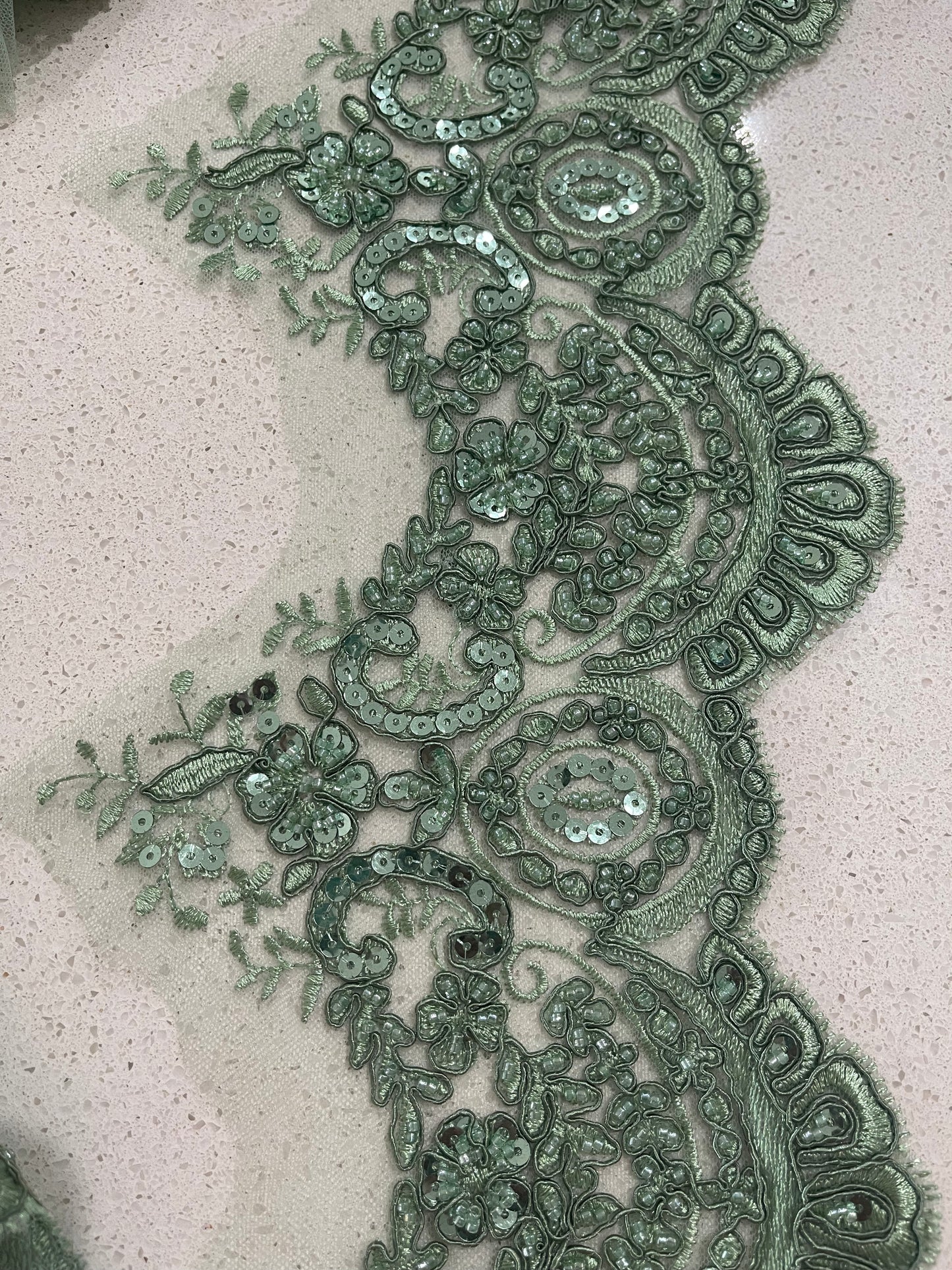 Beaded Lace Border - Seaweed