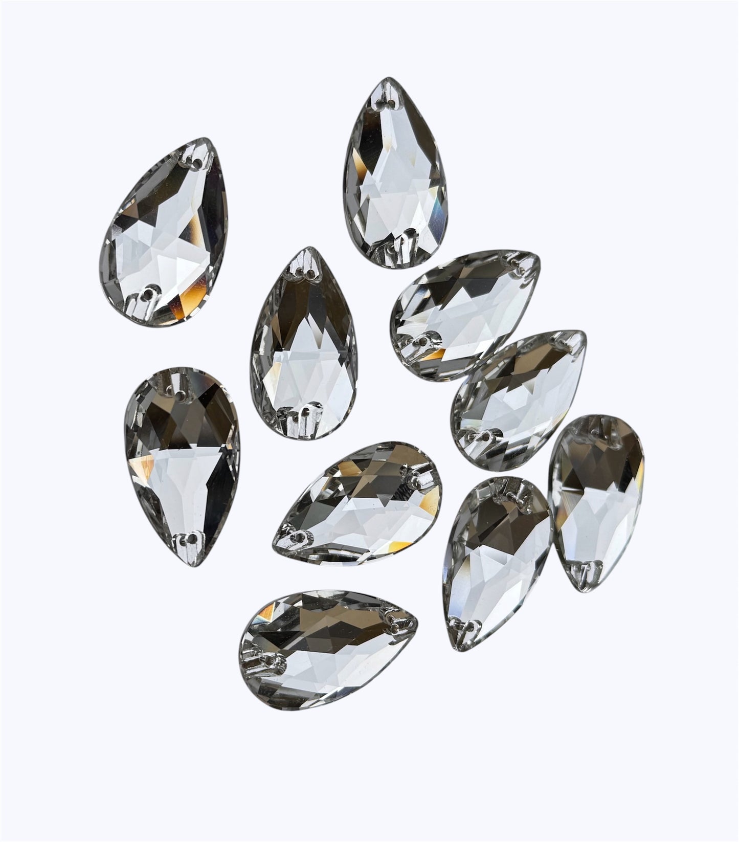 28mm Tear Drop - Clear - Glass - Sew On