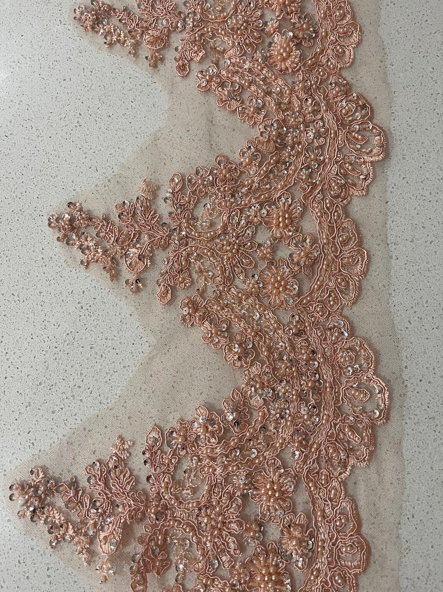 Beaded Lace Border - Soft Peach