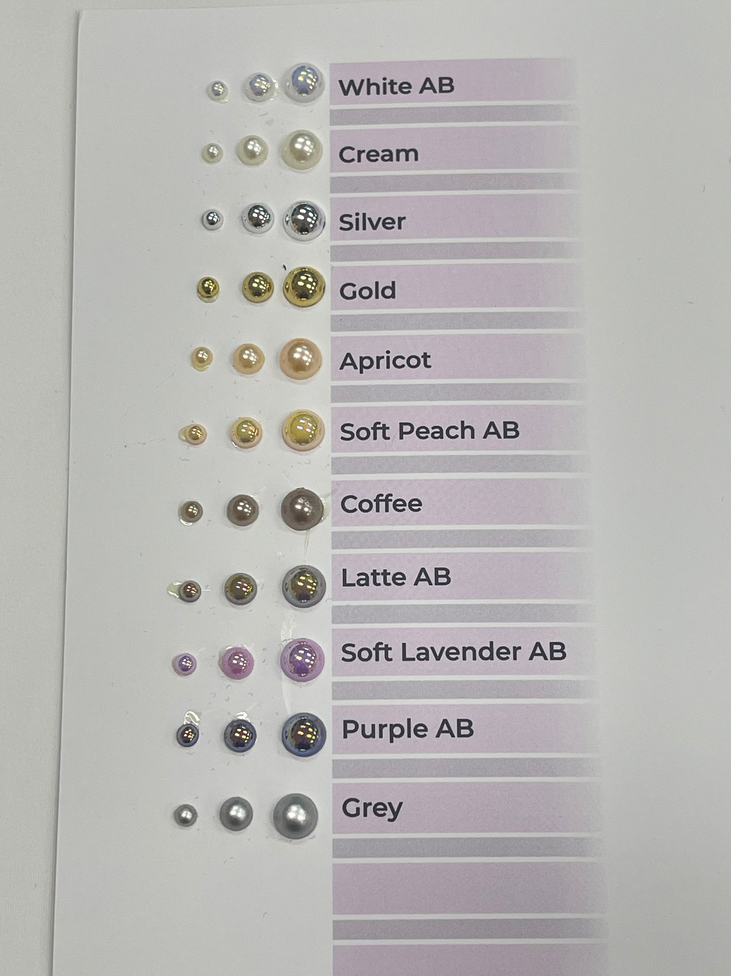 Pearl Flatback Colour Chart