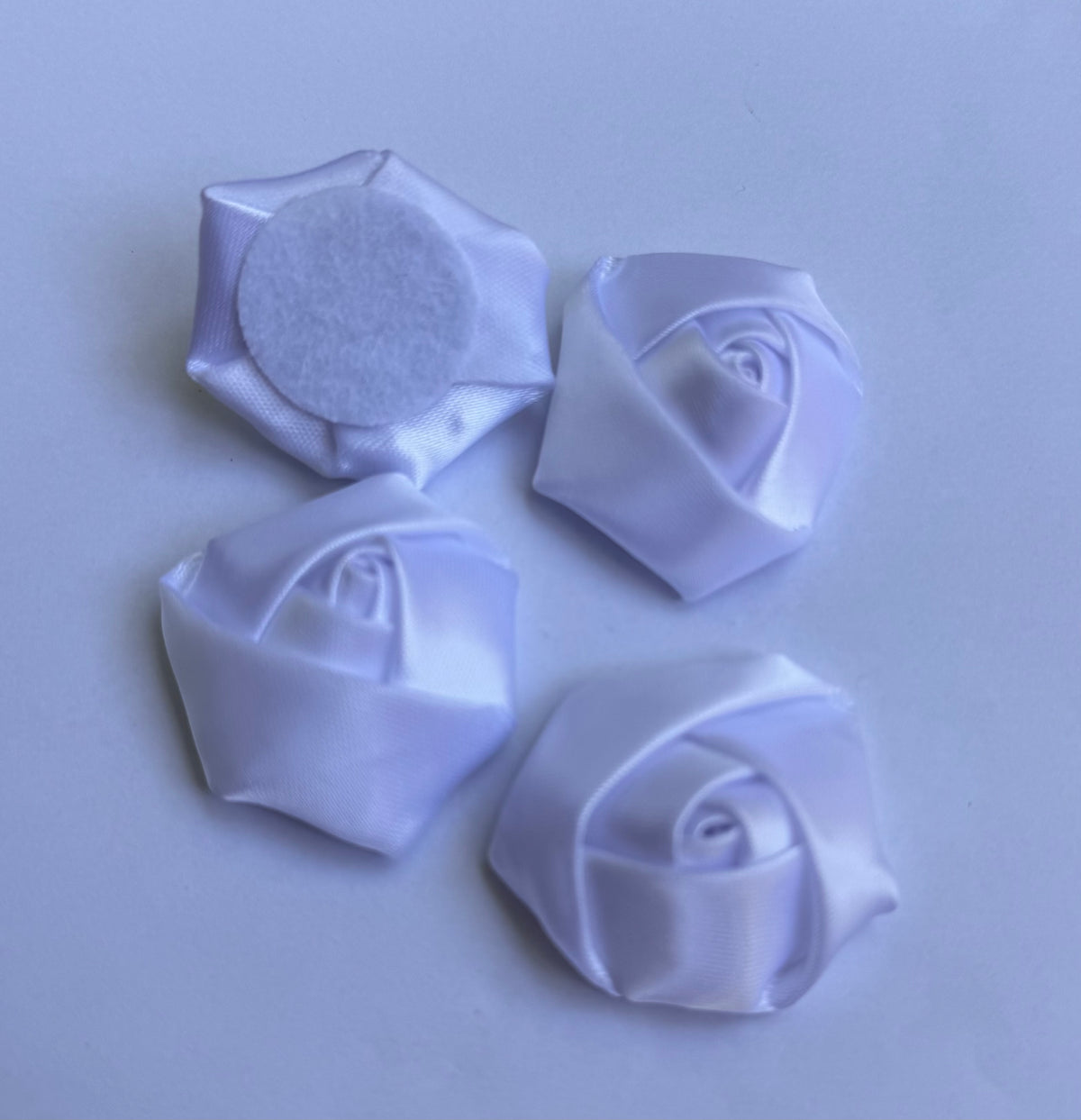 3D Satin Flowers - White