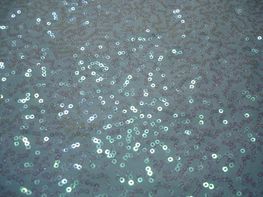 Light Blue Pearl Bedazzled Sequin Spandex - Remnant 41cm