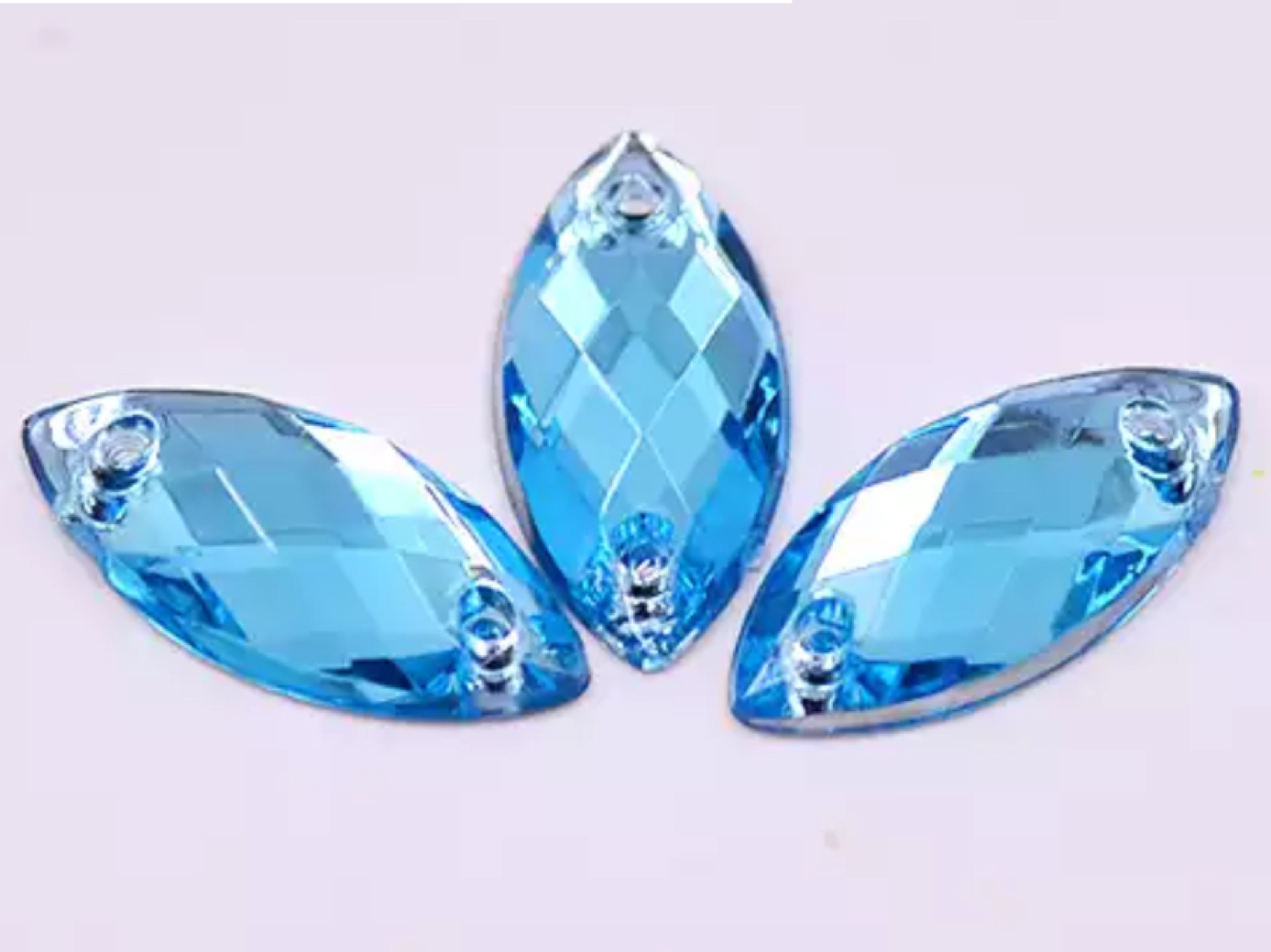 10mm Horse Eye - Aquamarine - Sew On