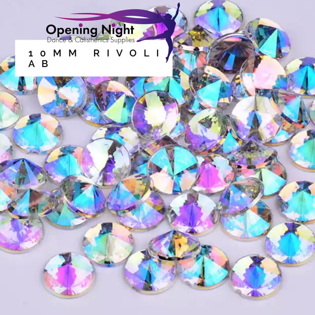 10mm, Rivoli Round - AB (Glue on)