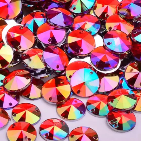 10mm Rivoli - Red AB - Sew On