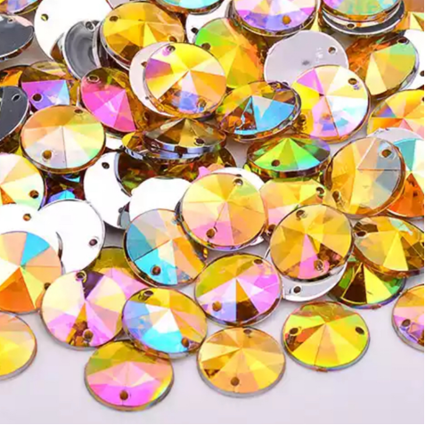 10mm Rivoli - Yellow AB - Sew On