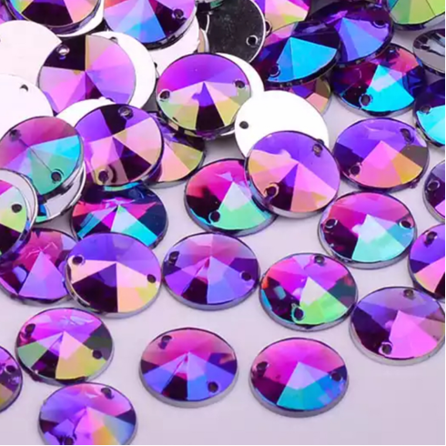 10mm Rivoli - Purple AB - Sew On