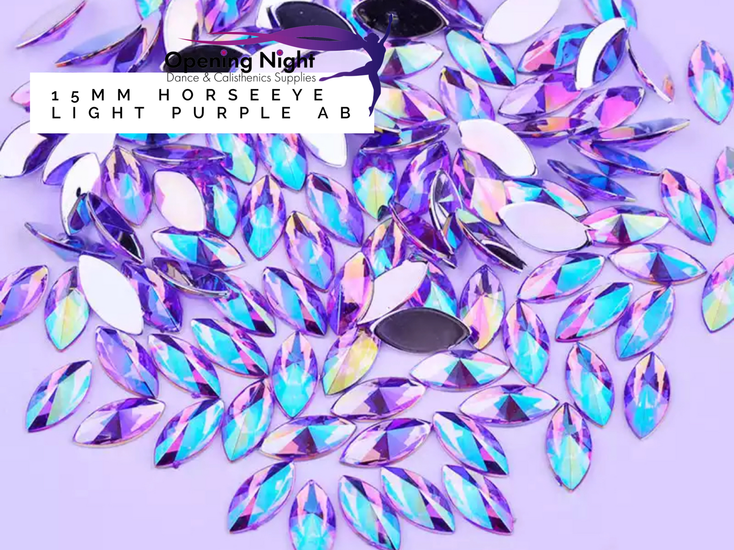 15mm, Horseeye - Light Purple AB (Glue on)