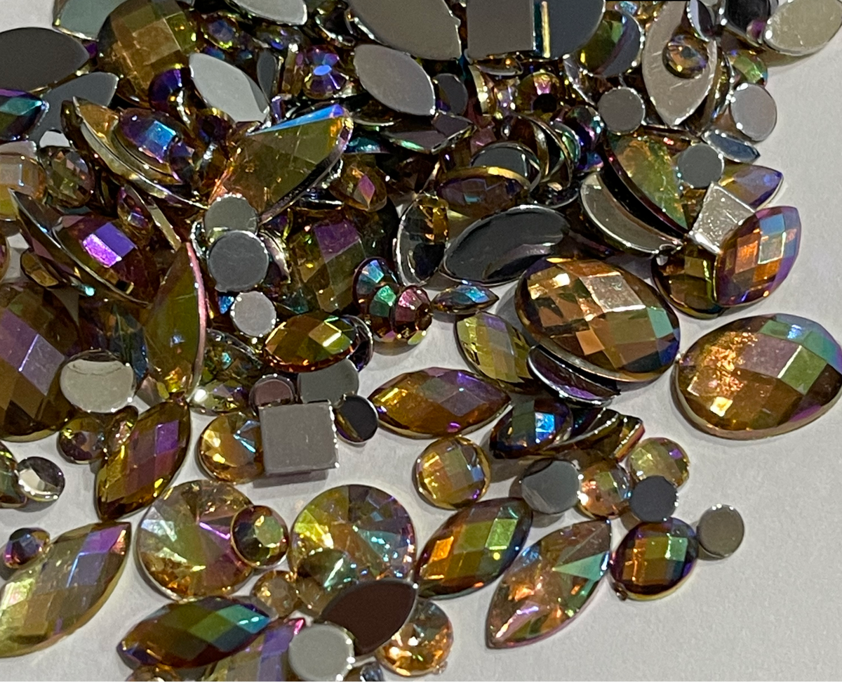Assorted Mix Pack - Light Topaz AB - Acrylic - Glue On