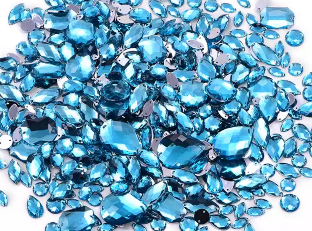 Assorted Mix Pack - Aquamarine - Acrylic - Sew On