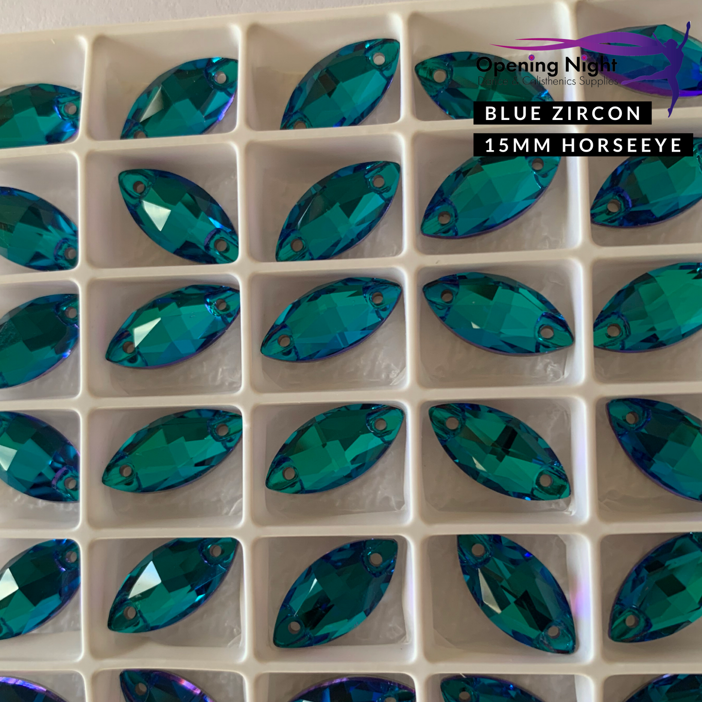 Navette 15mm, Blue Zircon