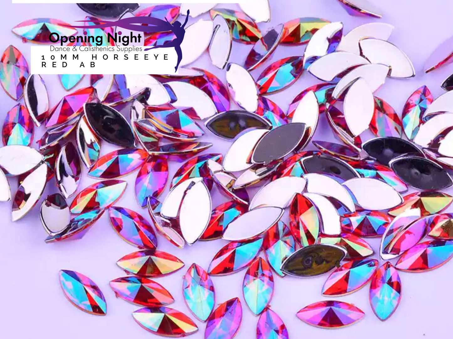 10mm, Horseeye - Red AB (Glue on)