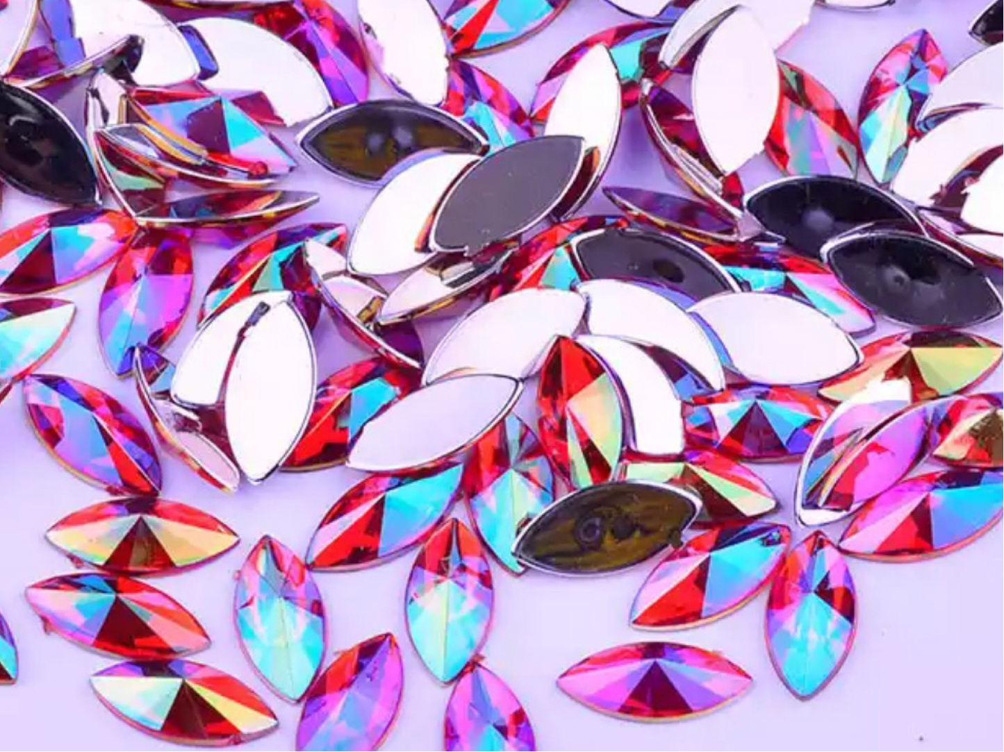 10mm Horse Eye - Red AB - Glue On