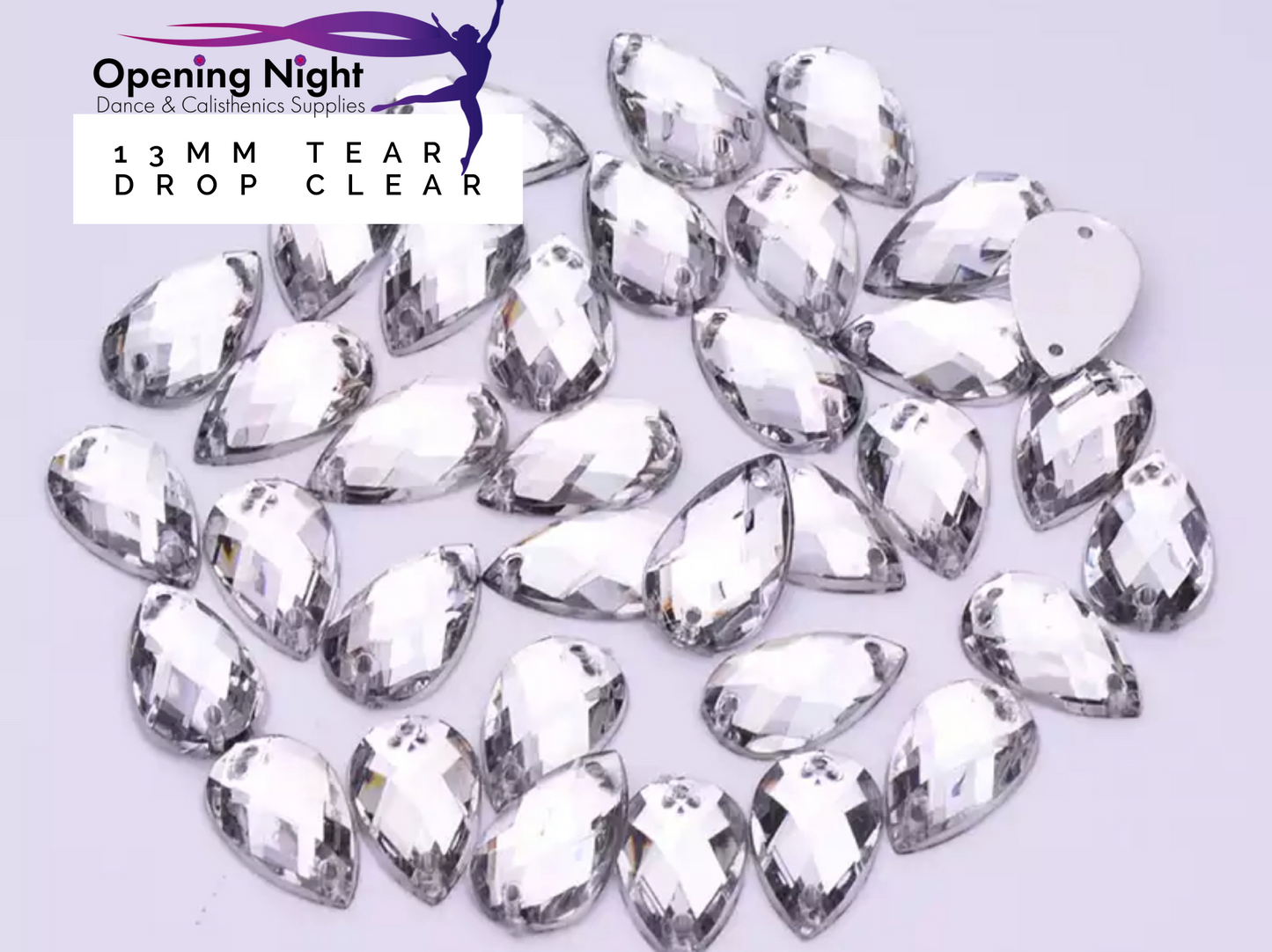 13mm, Tear Drop - Clear