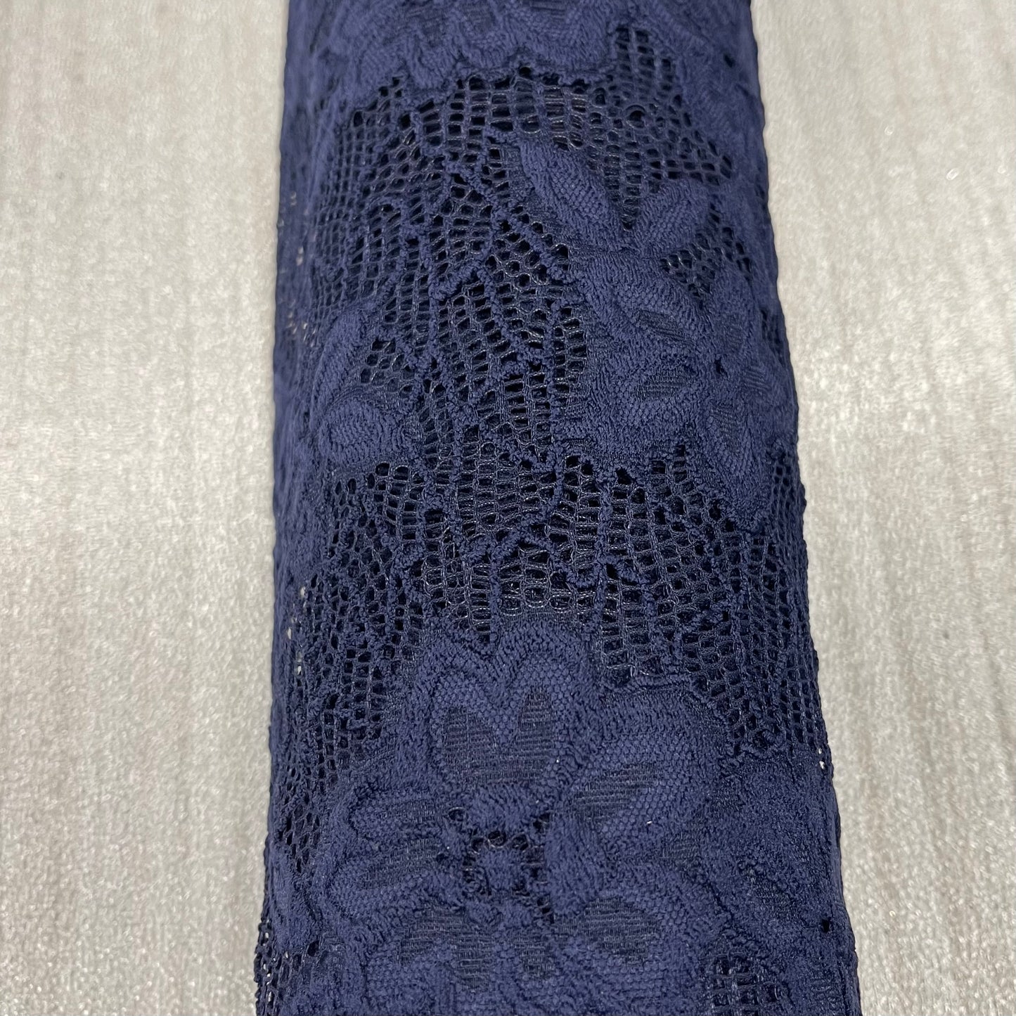 Navy Heavy Weight Stretch Lace - remnant 60cm