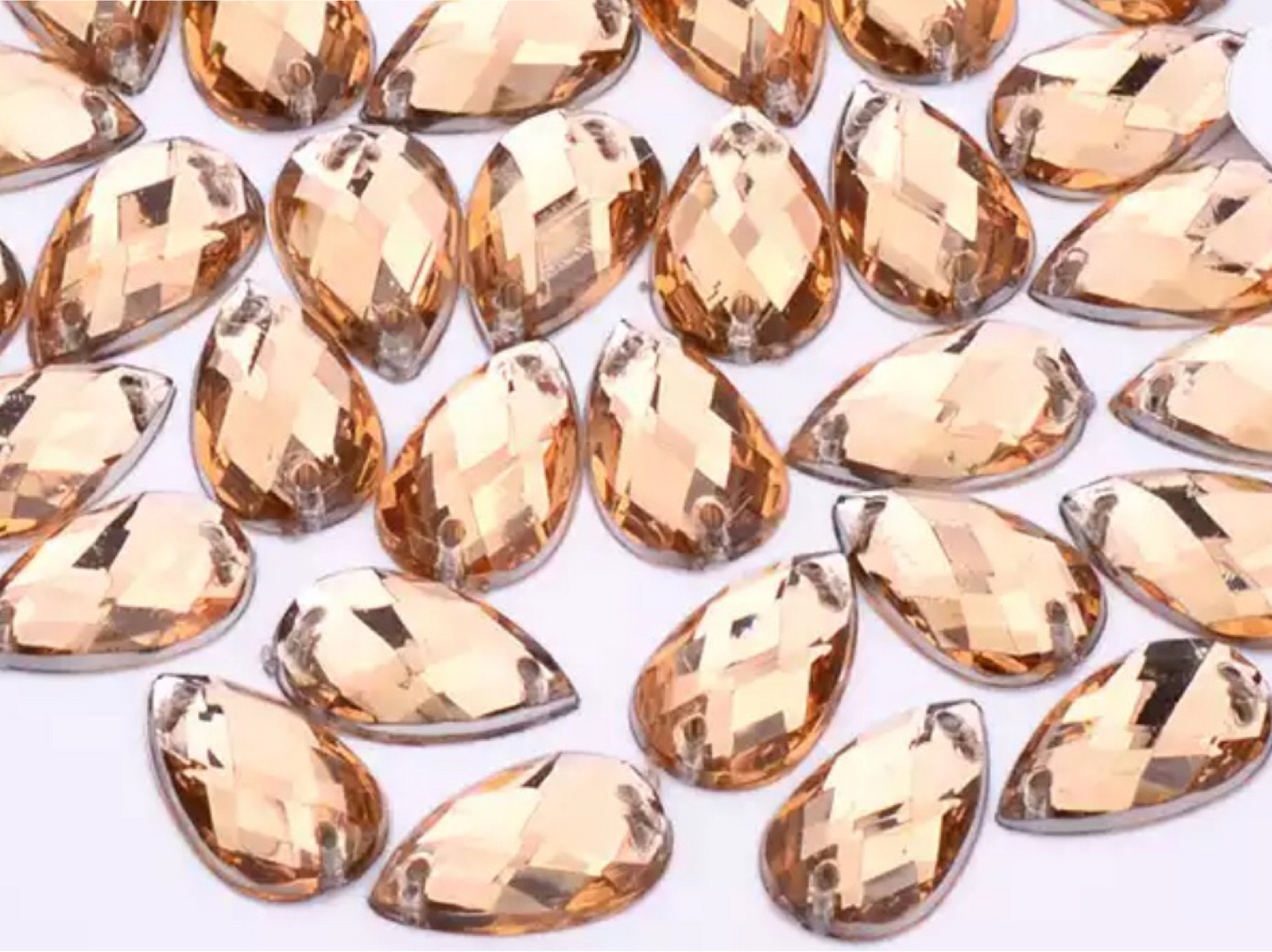 13mm Tear Drop - Light Peach - Sew On