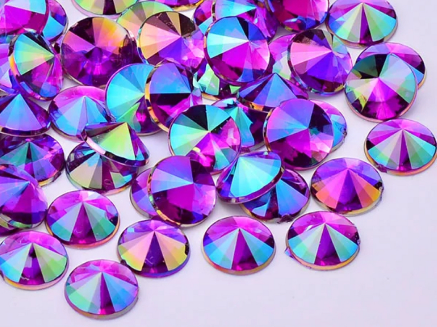 10mm Rivoli - Purple AB - Glue On