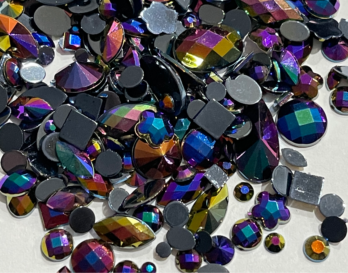 Assorted Mix Pack - Black AB - Acrylic - Glue On