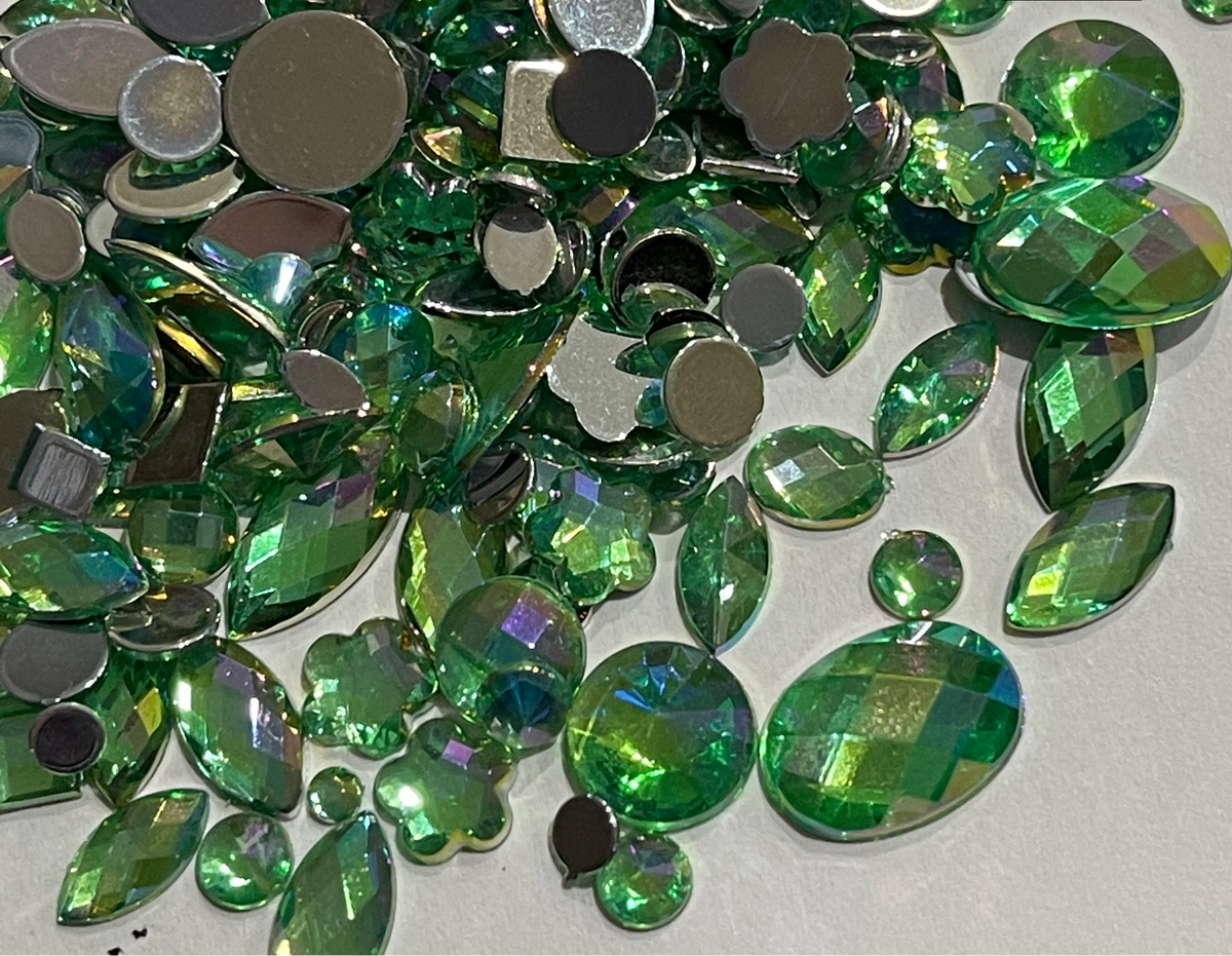 Assorted Mix Pack - Peridot AB - Acrylic - Glue On