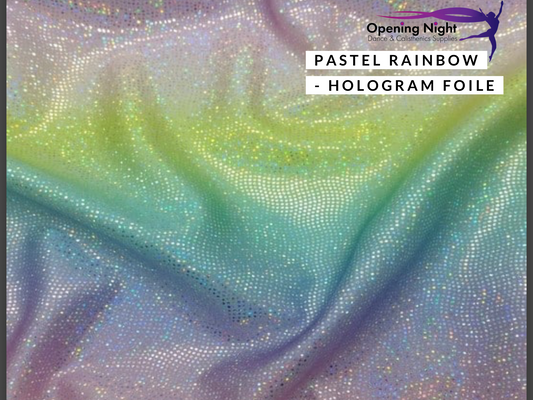 Pastel Rainbow Hologram Foile Spandex - 87cm remnant