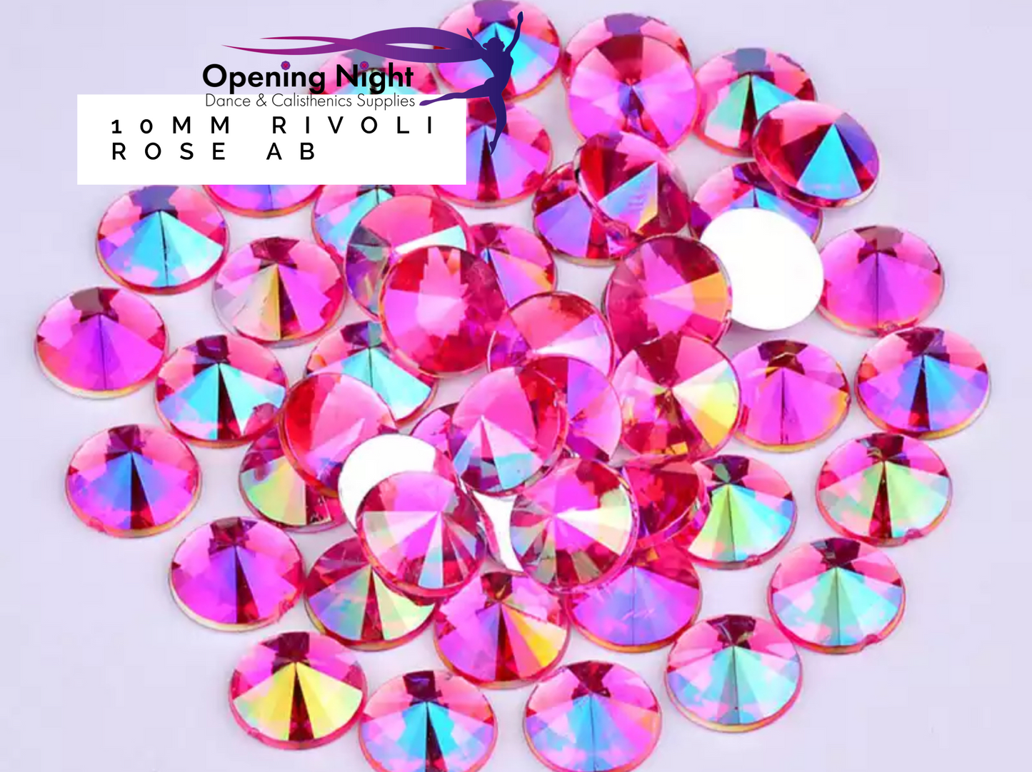10mm, Rivoli Round - Rose AB (Glue on)