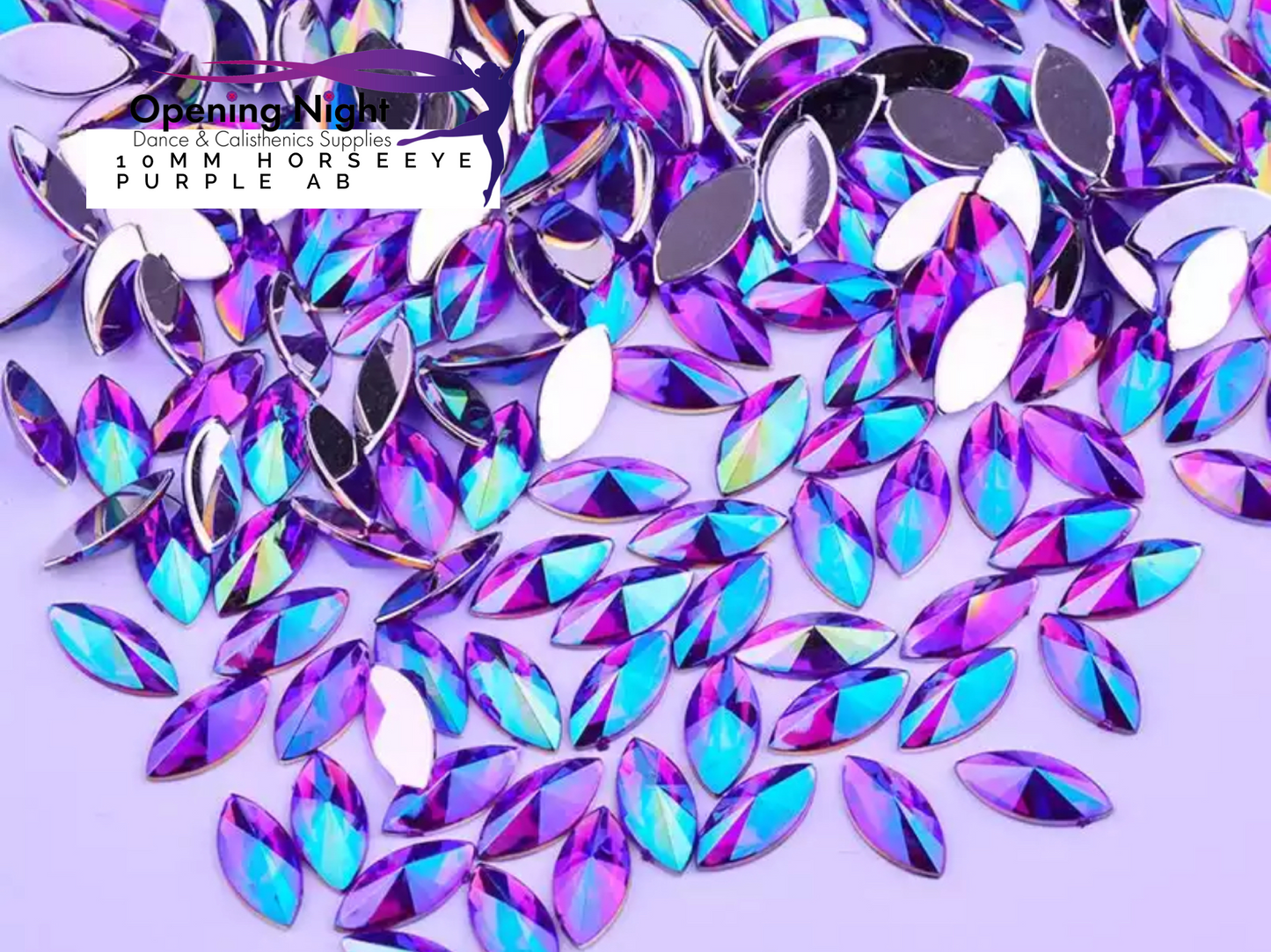 10mm, Horseeye - Purple AB (Glue on)