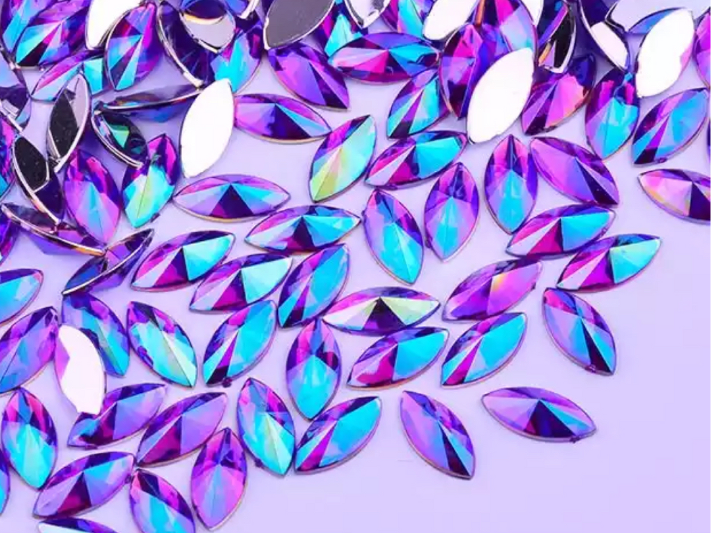 10mm Horse Eye - Purple AB - Glue On