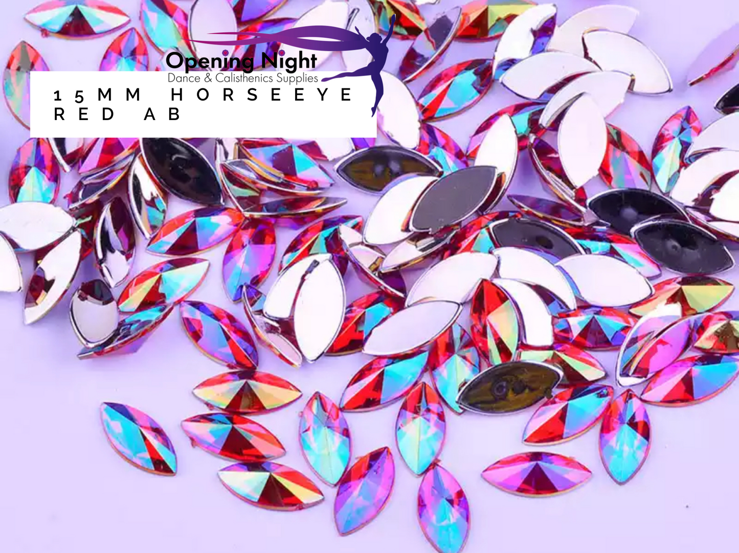 15mm, Horseeye - Red AB (Glue on)