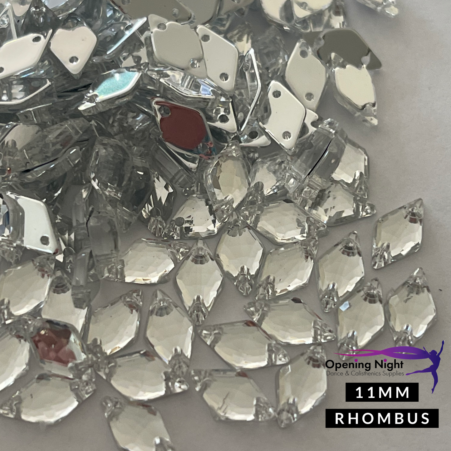 11mm, Rhombus - Clear