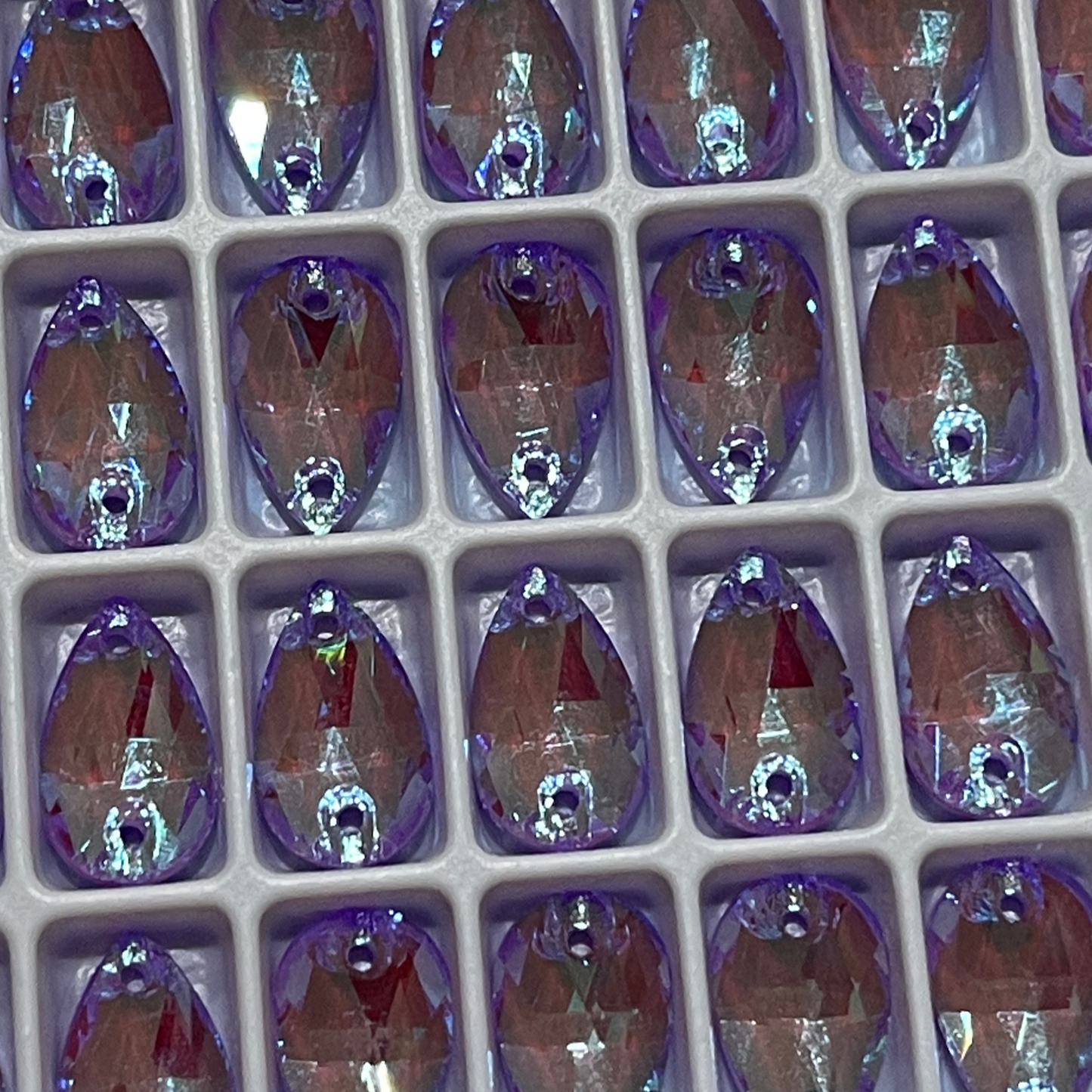 12mm Tear Drop - Luminous Violet - Glass - Sew On