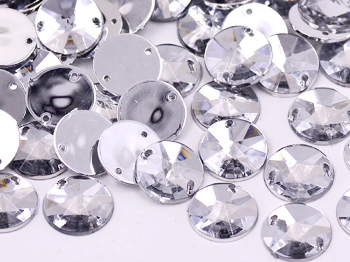 10mm Rivoli - Clear - Sew On