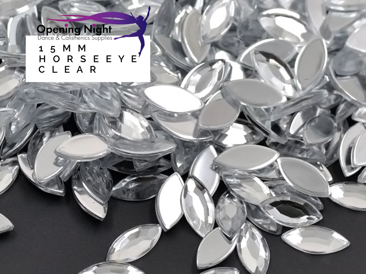 15mm, Horseeye - Clear (Glue On)