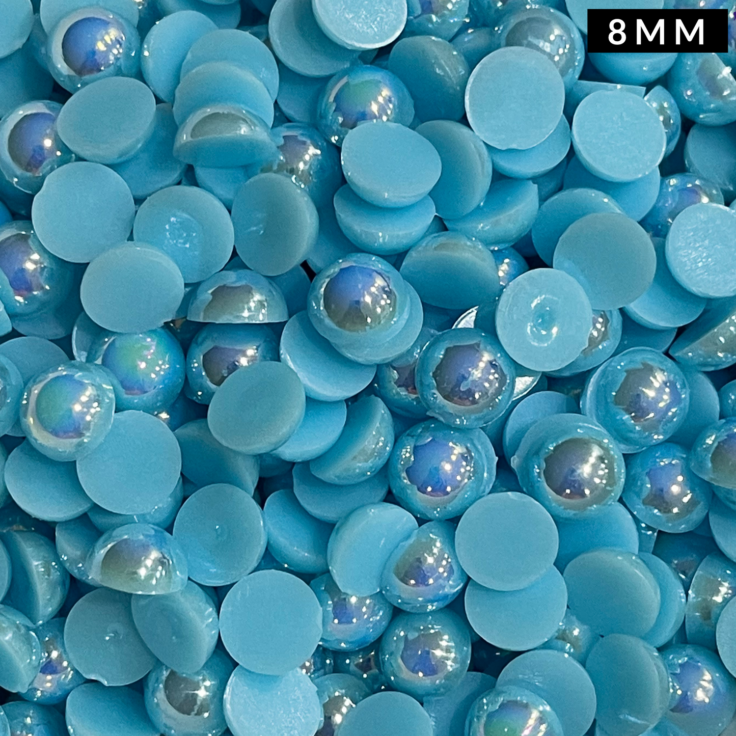 Blue AB Pearl Flatback