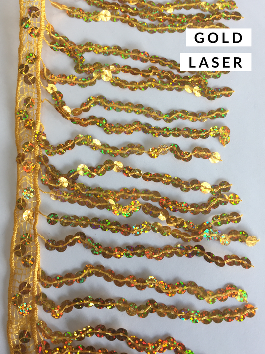 Gold Laser - Sequin Fringe 15cm