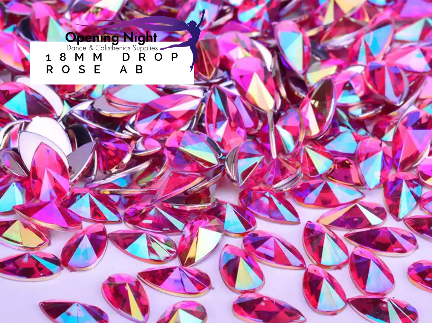 18mm, Drop - Rose AB (Glue On)