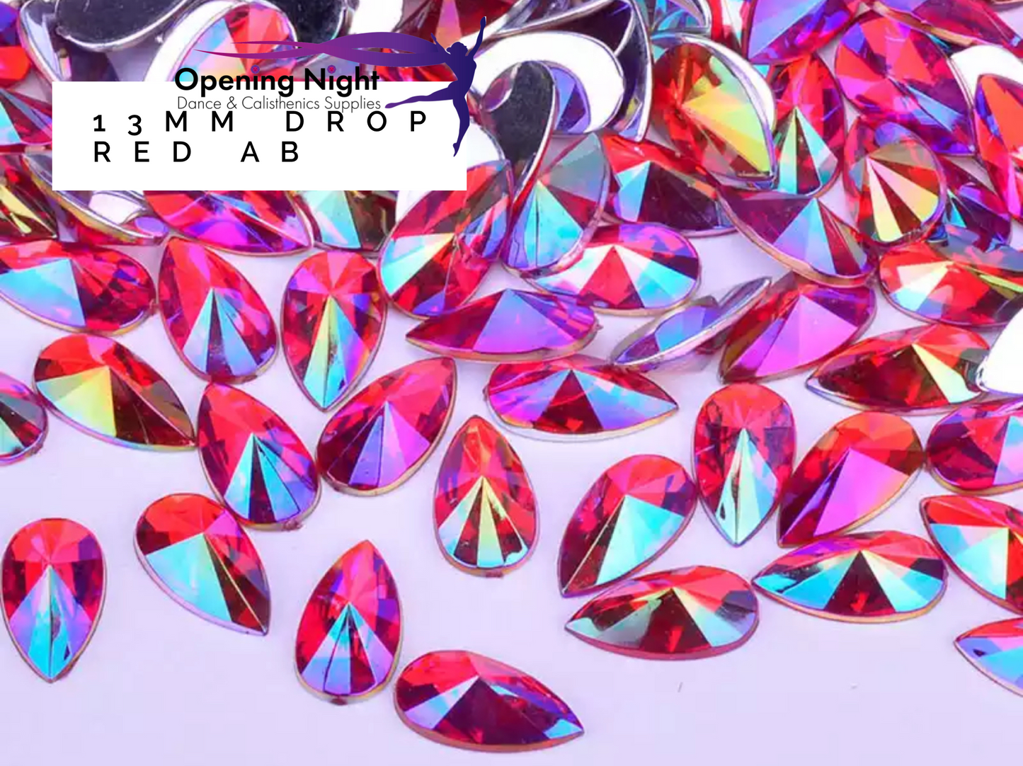13mm, Drop - Red AB (Glue On)