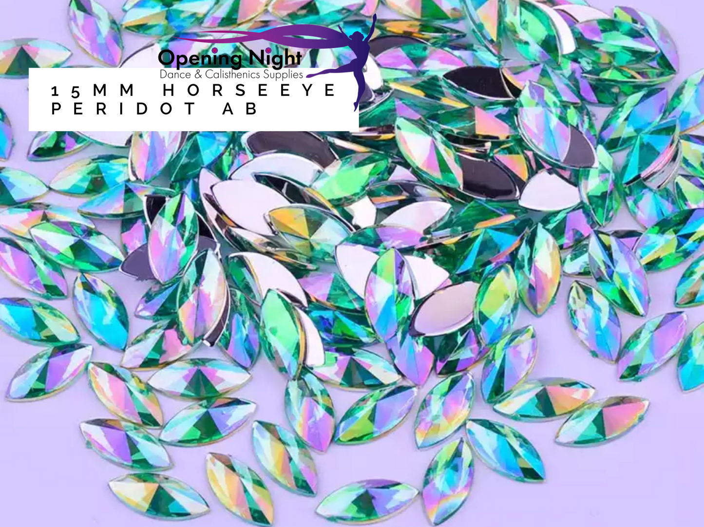 15mm Horseeye - Peridot AB (Glue on)