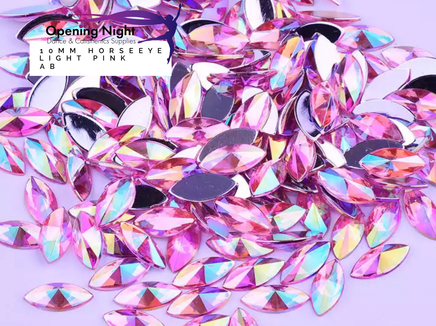 10mm, Horseeye - Light Pink AB (Glue on)