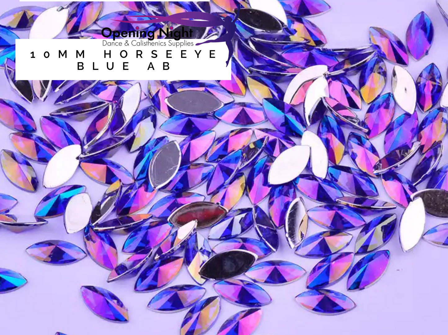 10mm, Horseeye - Blue AB (Glue on)