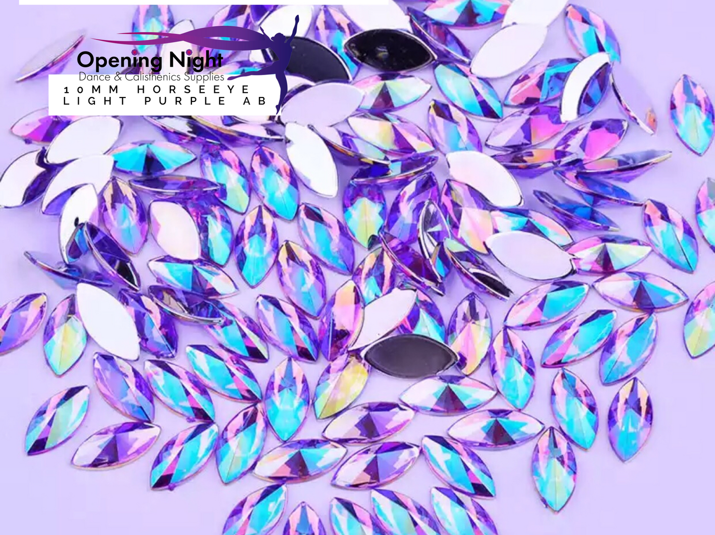 10mm, Horseeye - Light Purple AB (Glue on)