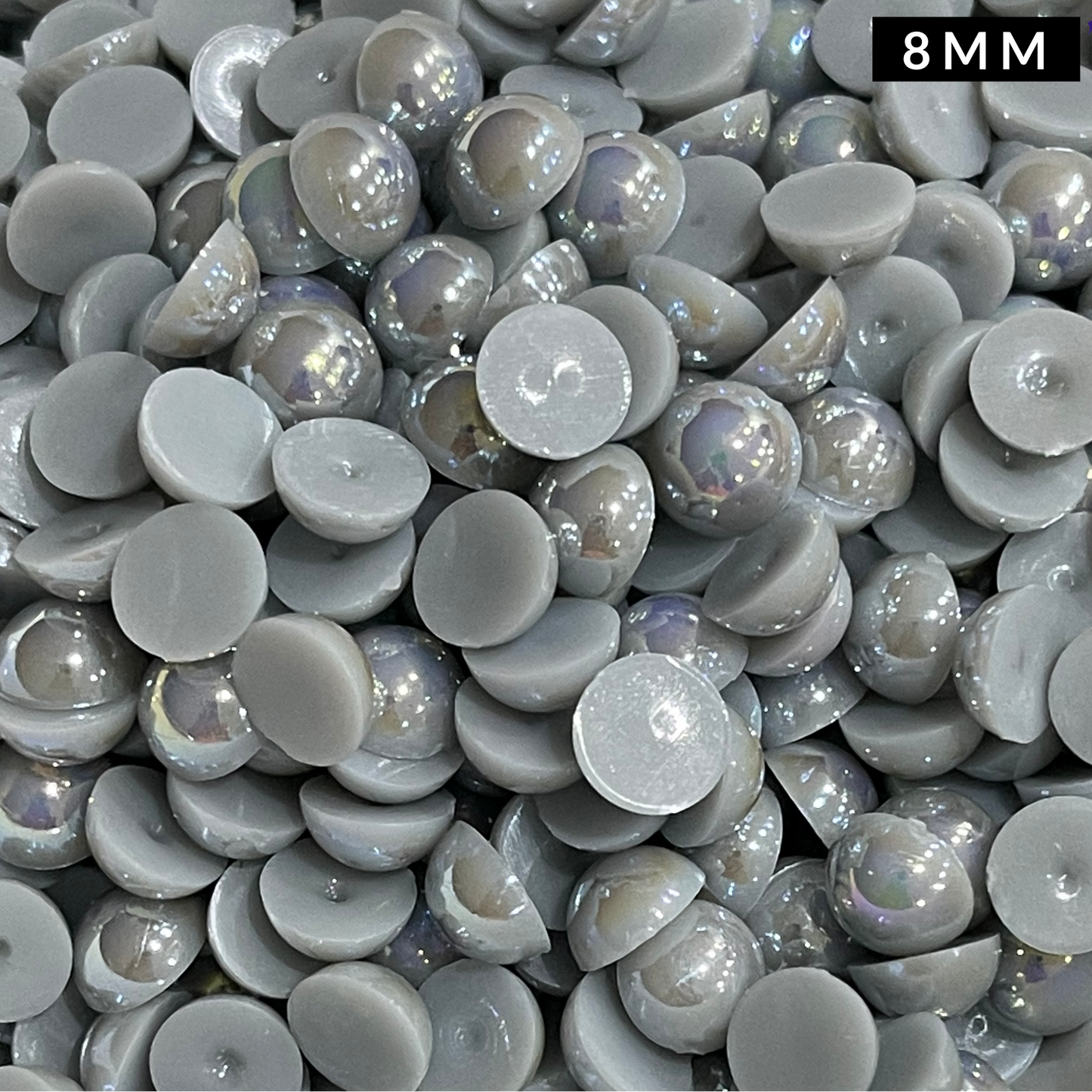 Grey AB Pearl Flatback