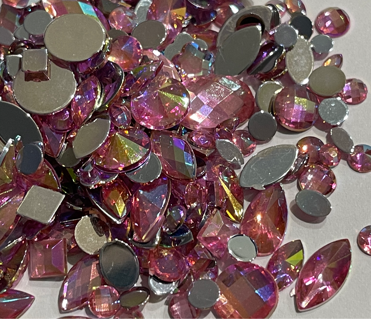 Assorted Mix Pack - Pink AB - Acrylic - Glue On