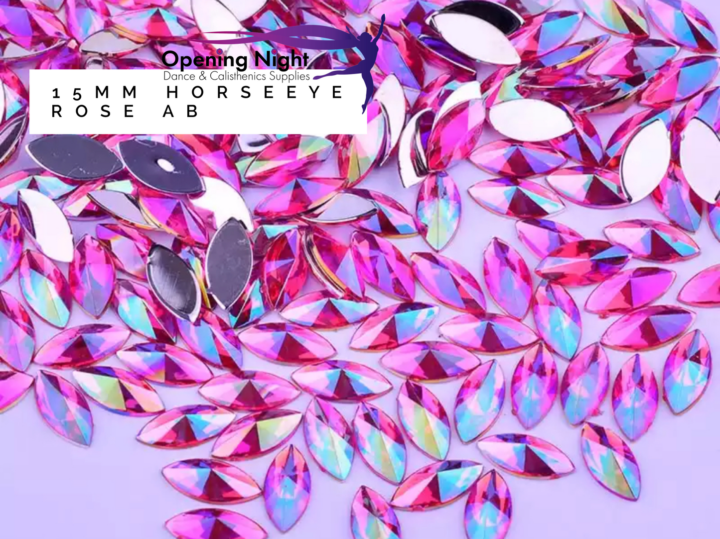 15mm, Horseeye - Rose AB (Glue on)