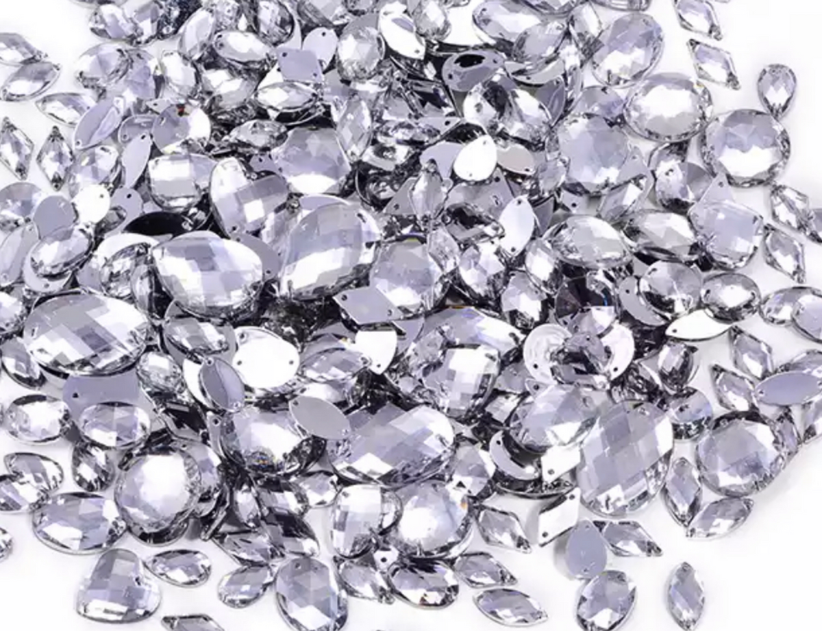 Assorted Mix Pack - Clear - Acrylic - Sew On