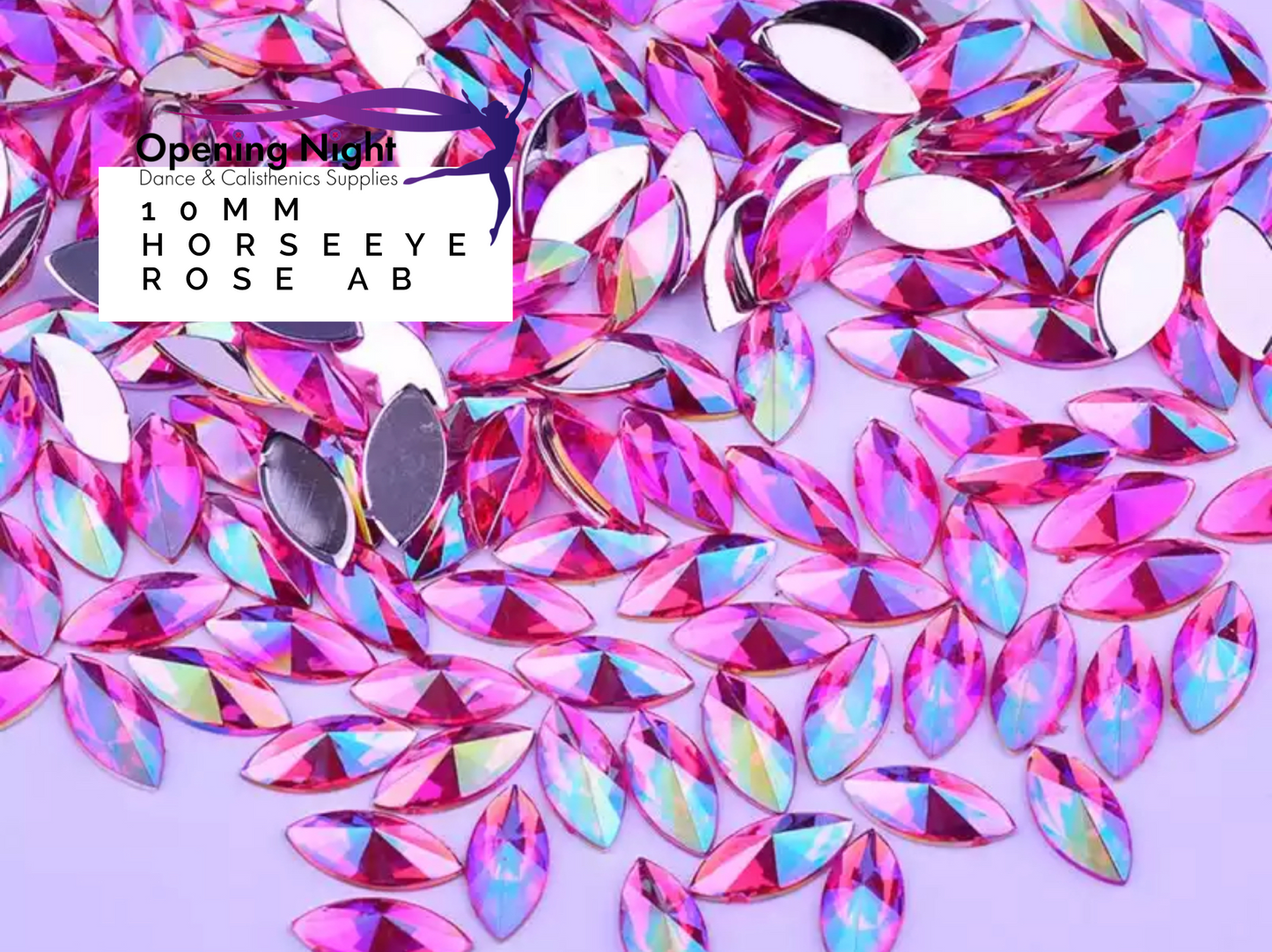 10mm, Horseeye - Rose AB (Glue on)